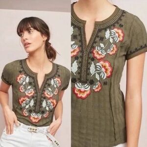 Anthropologie Embroidered Top